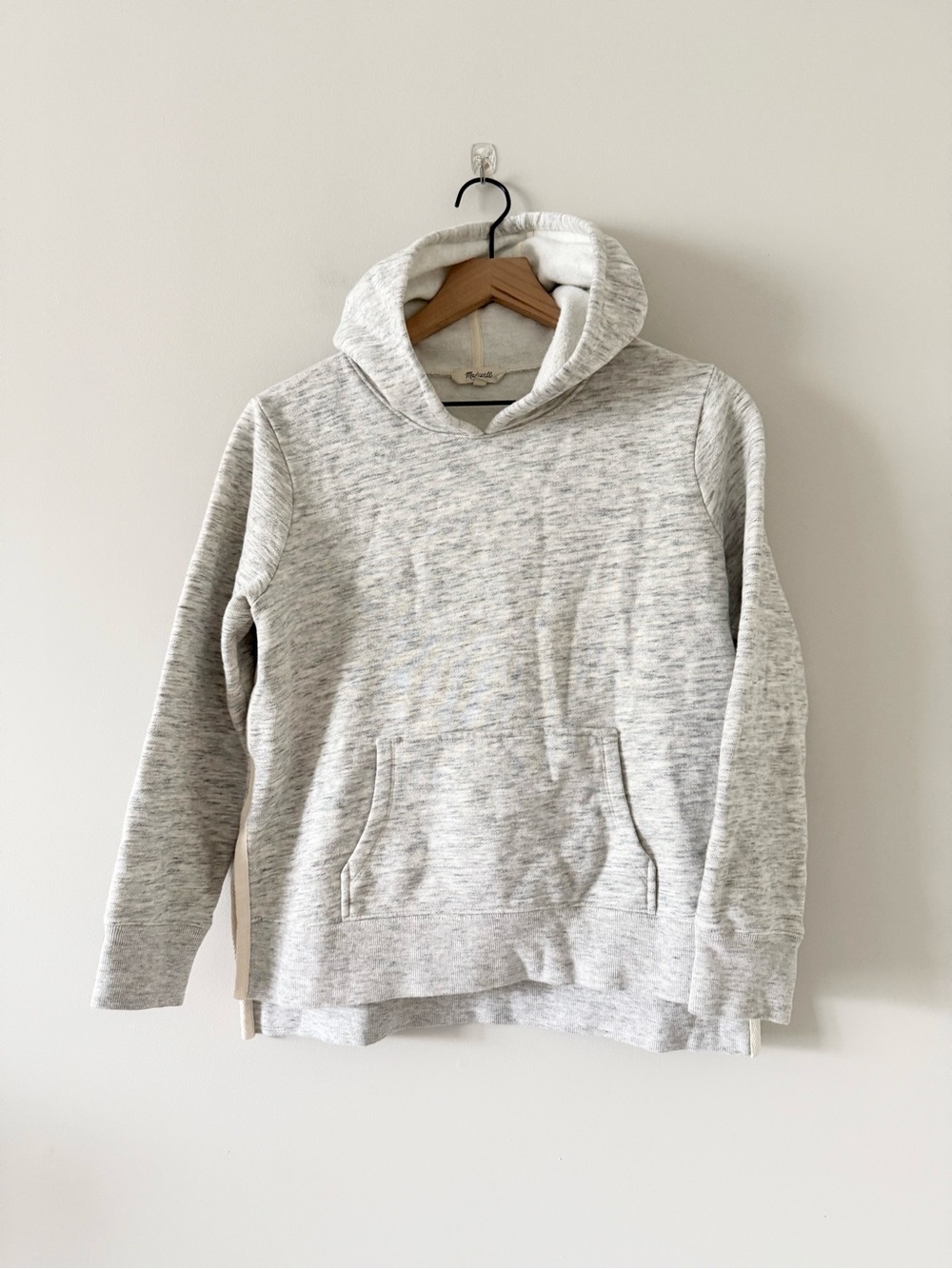 Madewell Side Stripe Hooded Pullover Sweatshirt - Light Heather Gray Size S
